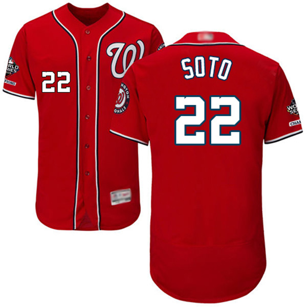 Nationals #22 Juan Soto Red Flexbase Authentic Collection 2019 World Series Champions Stitched MLB Jersey