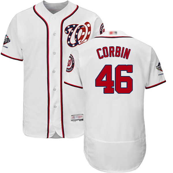 Nationals #46 Patrick Corbin White Flexbase Authentic Collection 2019 World Series Bound Stitched Baseball Jersey
