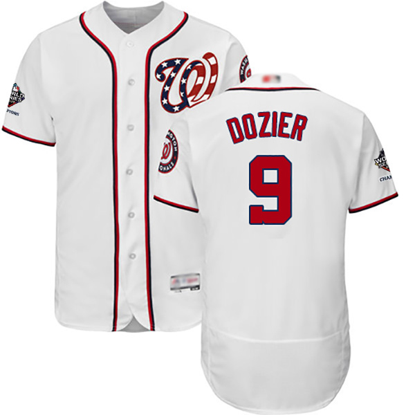 Nationals #9 Brian Dozier White Flexbase Authentic Collection 2019 World Series Bound Stitched Baseball Jersey