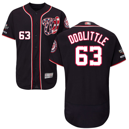Nationals #63 Sean Doolittle Navy Blue Flexbase Authentic Collection 2019 World Series Champions Stitched MLB Jersey