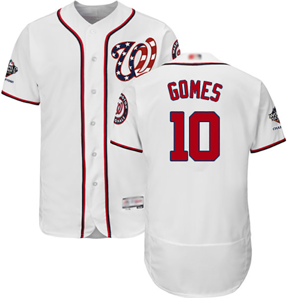 Nationals #10 Yan Gomes White Flexbase Authentic Collection 2019 World Series Champions Stitched MLB Jersey