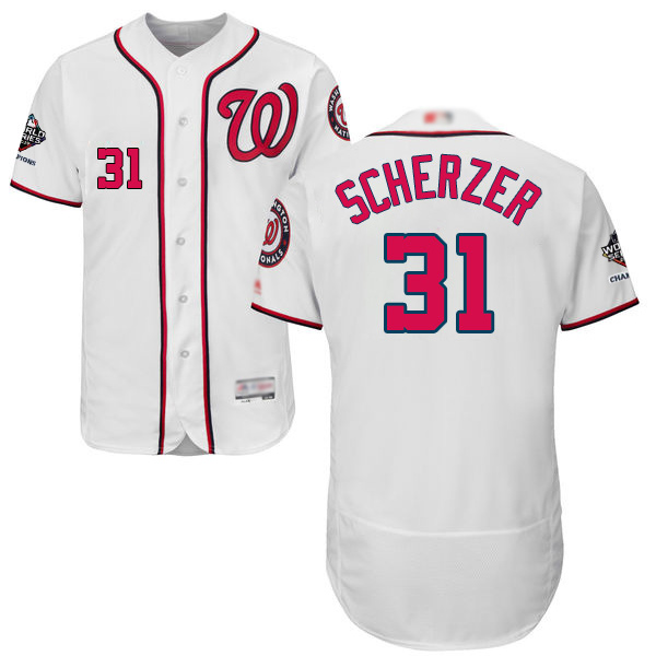 Nationals #31 Max Scherzer White Flexbase Authentic Collection 2019 World Series Bound Stitched Baseball Jersey