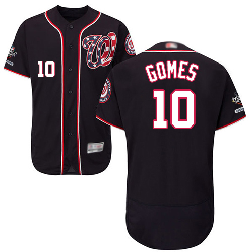Nationals #10 Yan Gomes Navy Blue Flexbase Authentic Collection 2019 World Series Bound Stitched Baseball Jersey