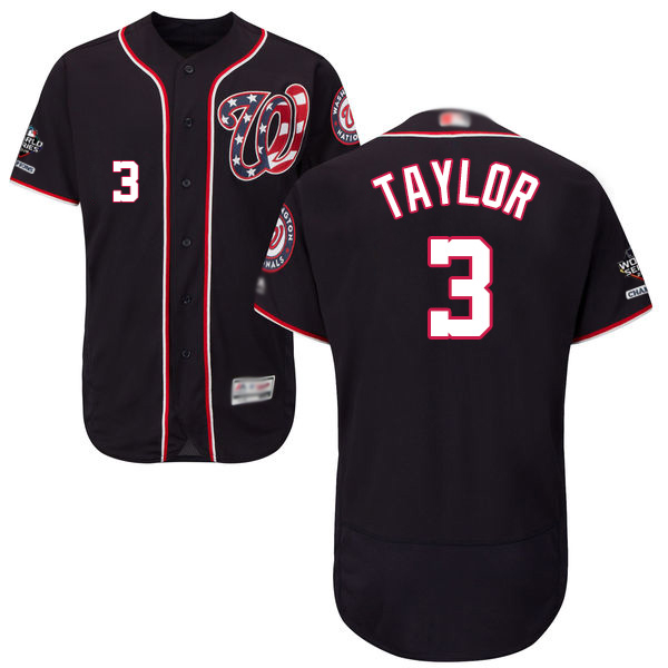 Nationals #3 Michael Taylor Navy Blue Flexbase Authentic Collection 2019 World Series Bound Stitched Baseball Jersey