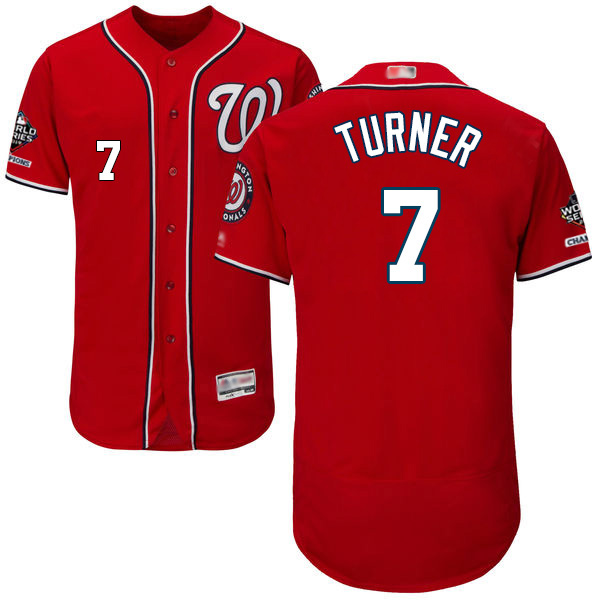 Nationals #7 Trea Turner Red Flexbase Authentic Collection 2019 World Series Champions Stitched MLB Jersey