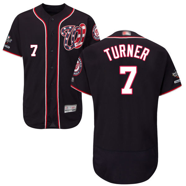 Nationals #7 Trea Turner Navy Blue Flexbase Authentic Collection 2019 World Series Champions Stitched MLB Jersey