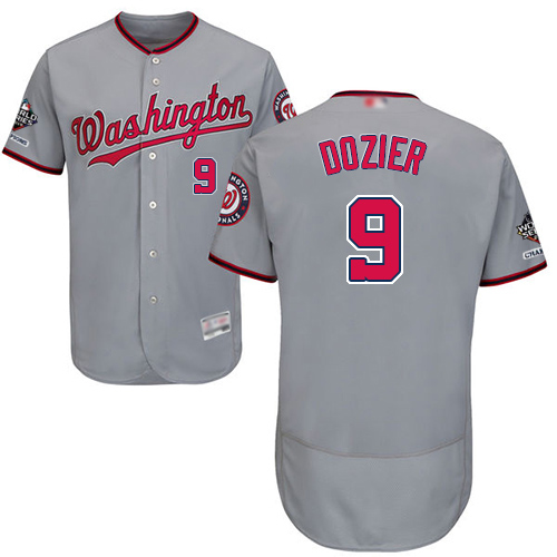 Nationals #9 Brian Dozier Grey Flexbase Authentic Collection 2019 World Series Champions Stitched MLB Jersey
