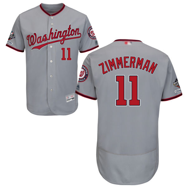 Nationals #11 Ryan Zimmerman Grey Flexbase Authentic Collection 2019 World Series Champions Stitched MLB Jersey