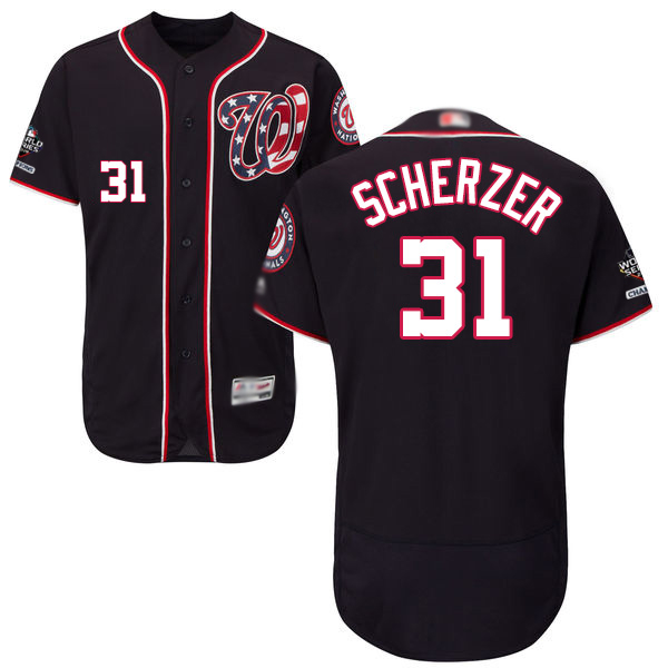 Nationals #31 Max Scherzer Navy Blue Flexbase Authentic Collection 2019 World Series Champions Stitched MLB Jersey