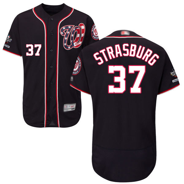 Nationals #37 Stephen Strasburg Navy Blue Flexbase Authentic Collection 2019 World Series Champions Stitched MLB Jersey
