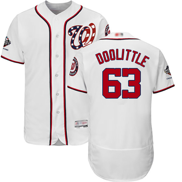 Nationals #63 Sean Doolittle White Flexbase Authentic Collection 2019 World Series Champions Stitched MLB Jersey