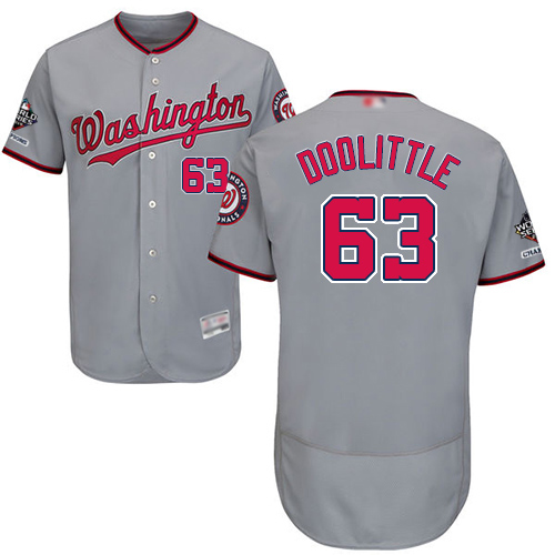 Nationals #63 Sean Doolittle Grey Flexbase Authentic Collection 2019 World Series Champions Stitched MLB Jersey