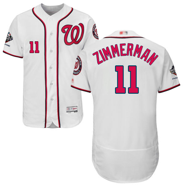 Nationals #11 Ryan Zimmerman White Flexbase Authentic Collection 2019 World Series Champions Stitched MLB Jersey