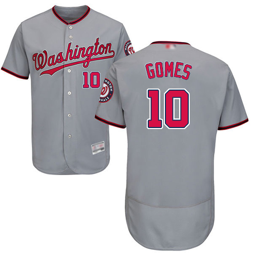 Nationals #10 Yan Gomes Grey Flexbase Authentic Collection Stitched Baseball Jersey Nationals #10 Yan Gomes Grey Flexbase Authentic Collection Stitched Baseball Jersey