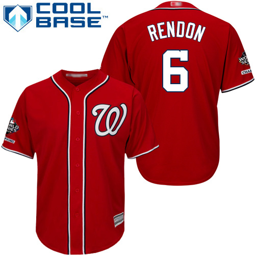 Nationals #6 Anthony Rendon Red New Cool Base 2019 World Series Champions Stitched MLB Jersey
