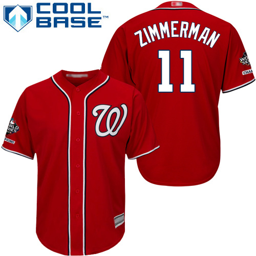 Nationals #11 Ryan Zimmerman Red New Cool Base 2019 World Series Bound Stitched Baseball Jersey