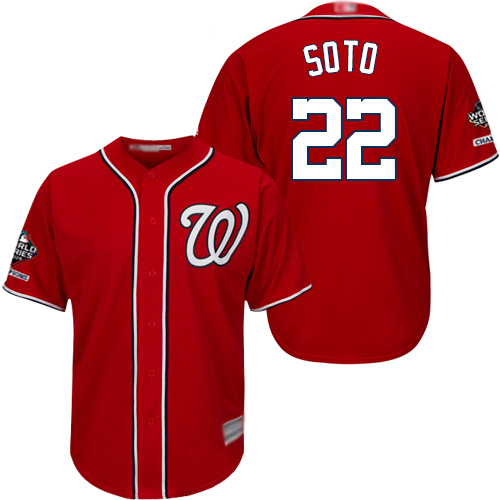 Nationals #22 Juan Soto Red New Cool Base 2019 World Series Champions Stitched MLB Jersey