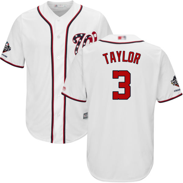 Nationals #3 Michael Taylor White New Cool Base 2019 World Series Champions Stitched MLB Jersey