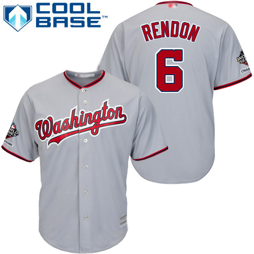 Nationals #6 Anthony Rendon Grey New Cool Base 2019 World Series Bound Stitched Baseball Jersey