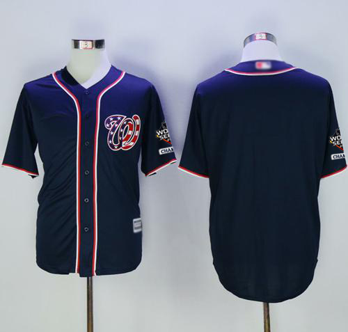 Nationals Blank Navy Blue New Cool Base 2019 World Series Bound Stitched Baseball Jersey