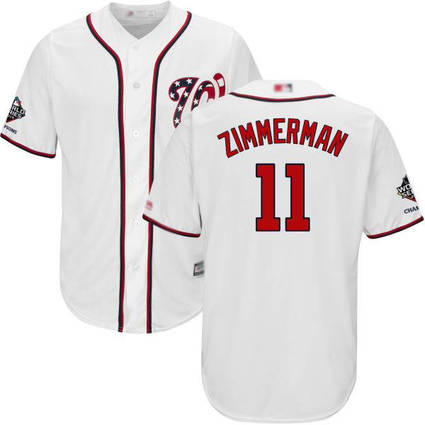 Nationals #11 Ryan Zimmerman White New Cool Base 2019 World Series Bound Stitched Baseball Jersey