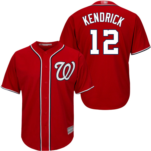 Nationals #12 Howie Kendrick Red Cool Base Stitched Baseball Jersey