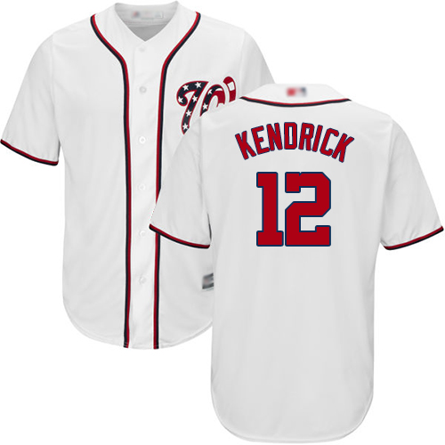 Nationals #12 Howie Kendrick White Cool Base Stitched Baseball Jersey