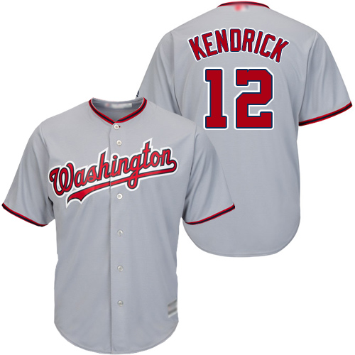 Nationals #12 Howie Kendrick Grey Cool Base Stitched Baseball Jersey