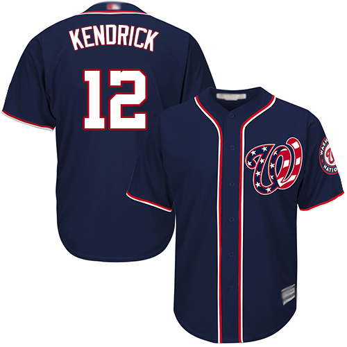 Nationals #12 Howie Kendrick Navy Blue Cool Base Stitched Baseball Jersey