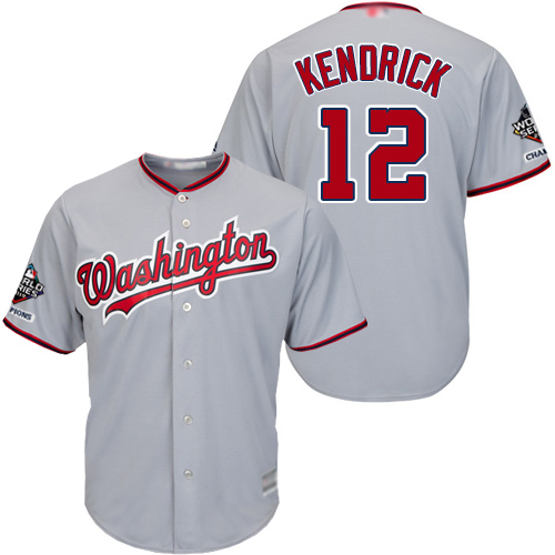 Nationals #12 Howie Kendrick Grey Cool Base 2019 World Series Champions Stitched MLB Jersey