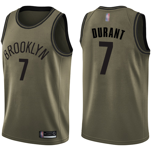 Nets #7 Kevin Durant Green Salute to Service Basketball Swingman Jersey