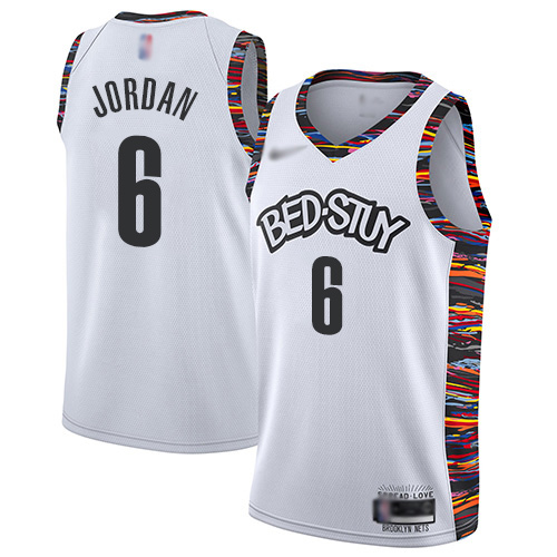 Nets #6 DeAndre Jordan White Basketball Swingman City Edition 2019/20 Jersey
