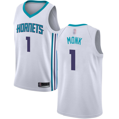Hornets #1 Malik Monk White Basketball Jordan Swingman Association Edition Jersey