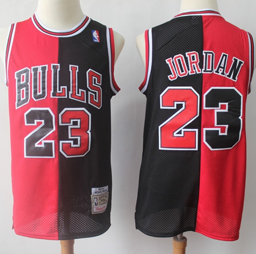 Split Fashion Bulls #23 Michael Jordan Red/Black Stitched Basketball Jersey