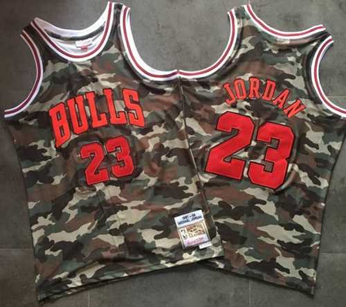 Mitchell And Ness Bulls #23 Michael Jordan Camo Swingman Stitched NBA Jersey