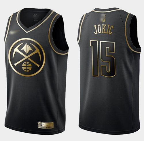 Nuggets #15 Nikola Jokic Black/Gold Basketball Swingman Limited Edition Jersey