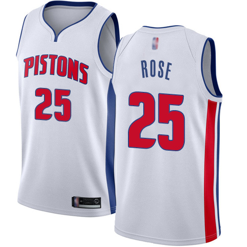 Pistons #25 Derrick Rose White Basketball Swingman Association Edition Jersey