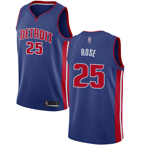 Pistons #25 Derrick Rose Blue Basketball Swingman Icon Edition Jersey