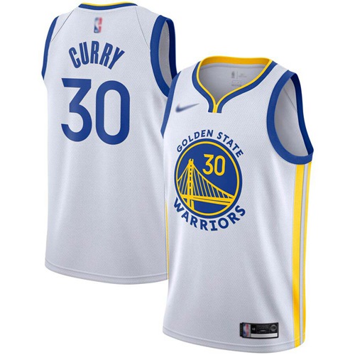 Warriors #30 Stephen Curry White Basketball Swingman Association Edition 2019/2020 Jersey