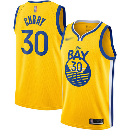 Warriors #30 Stephen Curry Gold Basketball Swingman Statement Edition 2019/2020 Jersey
