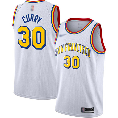 Warriors #30 Stephen Curry White Basketball Swingman Hardwood San Francisco Classic Edition Jersey
