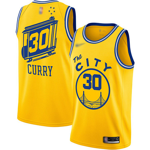 Warriors #30 Stephen Curry Gold Basketball Swingman Hardwood The City Classic Edition Jersey