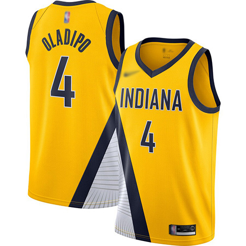 Pacers #4 Victor Oladipo Gold Basketball Swingman Statement Edition 2019/2020 Jersey