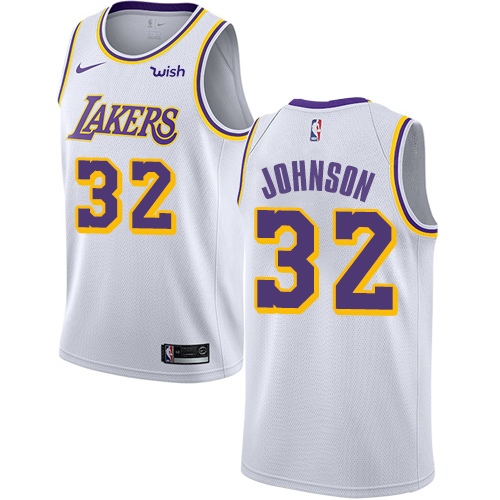 Nike Lakers #32 Magic Johnson White NBA Swingman Association Edition Jersey