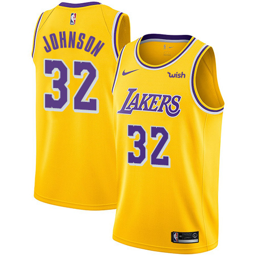 Nike Lakers #32 Magic Johnson Gold NBA Swingman Icon Edition Jersey