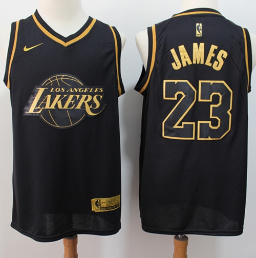 Lakers #23 LeBron James Black/Gold Basketball Swingman Limited Edition Jersey