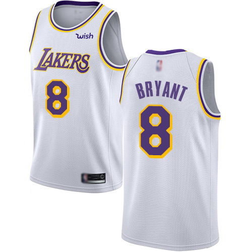Lakers #8 Kobe Bryant White Basketball Swingman Association Edition Jersey