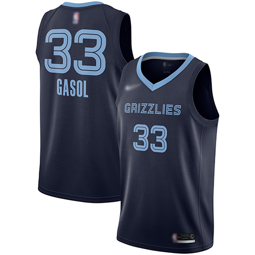 Grizzlies #33 Marc Gasol Navy Blue Basketball Swingman Icon Edition Jersey
