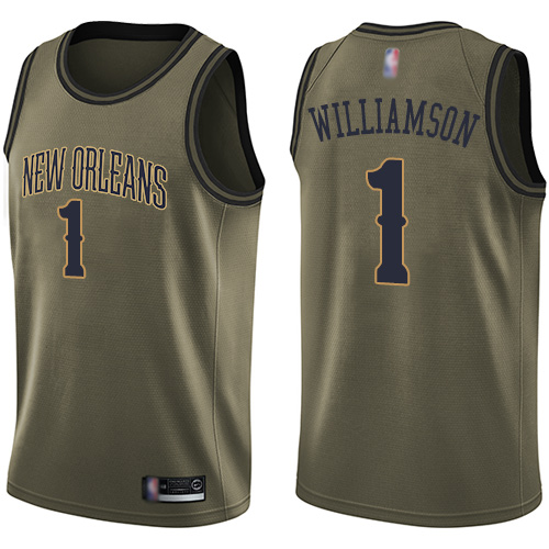 Pelicans #1 Zion Williamson Green Basketball Swingman Salute to Service Jersey