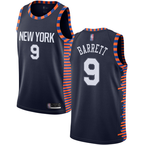 Knicks #9 R.J. Barrett Navy Basketball Swingman City Edition 2018/19 Jersey
